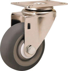 Hamilton - 3-1/2" Diam x 1-3/8" Wide x 4-7/8" OAH Top Plate Mount Swivel Caster - Rubber Mold on Polyolefin, 240 Lb Capacity, Delrin Bearing, 2-3/8 x 3-5/8" Plate - Makers Industrial Supply