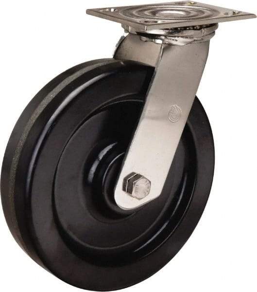 Hamilton - 8" Diam x 2" Wide x 9-1/2" OAH Top Plate Mount Swivel Caster - Phenolic, 800 Lb Capacity, Delrin Bearing, 3-3/4 x 4-1/2" Plate - Makers Industrial Supply