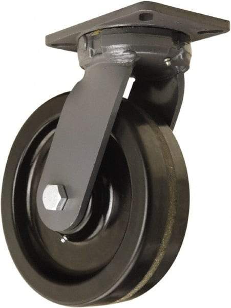 Hamilton - 10" Diam x 3" Wide x 12-1/2" OAH Top Plate Mount Swivel Caster - Phenolic, 2,900 Lb Capacity, Tapered Roller Bearing, 5-1/4 x 7-1/4" Plate - Makers Industrial Supply