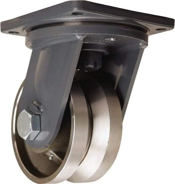 Hamilton - 8" Diam x 4" Wide, Forged Steel Swivel Caster - 15,000 Lb Capacity, Top Plate Mount, 8-1/2" x 8-1/2" Plate, Tapered Roller Bearing - Makers Industrial Supply