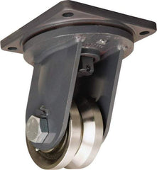 Hamilton - 6" Diam x 3" Wide, Forged Steel Swivel Caster - 10,000 Lb Capacity, Top Plate Mount, 8-1/2" x 8-1/2" Plate, Tapered Roller Bearing - Makers Industrial Supply