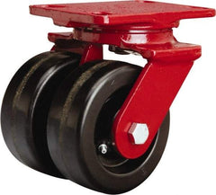 Hamilton - 5" Diam x 2" Wide x 6-3/4" OAH Top Plate Mount Swivel Caster - Phenolic, 2,000 Lb Capacity, Straight Roller Bearing, 4-1/2 x 6-1/2" Plate - Makers Industrial Supply