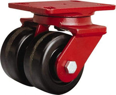 Hamilton - 4" Diam x 2" Wide x 5-5/8" OAH Top Plate Mount Swivel Caster - Phenolic, 1,600 Lb Capacity, Straight Roller Bearing, 4-1/2 x 6-1/2" Plate - Makers Industrial Supply