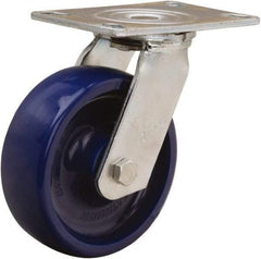 Hamilton - 6" Diam x 2" Wide x 7-1/2" OAH Top Plate Mount Swivel Caster - Polyurethane, 900 Lb Capacity, Sealed Precision Ball Bearing, 4-1/2 x 6-1/4" Plate - Makers Industrial Supply