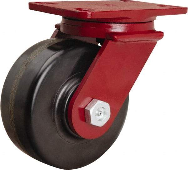 Hamilton - 6" Diam x 2-1/2" Wide x 7-1/2" OAH Top Plate Mount Swivel Caster - Phenolic, 1,800 Lb Capacity, Straight Roller Bearing, 4-1/2 x 6-1/2" Plate - Makers Industrial Supply