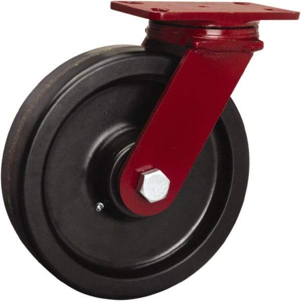 Hamilton - 10" Diam x 2-1/2" Wide x 11-1/2" OAH Top Plate Mount Swivel Caster - Phenolic, 2,200 Lb Capacity, Straight Roller Bearing, 4-1/2 x 6-1/2" Plate - Makers Industrial Supply