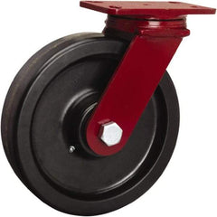 Hamilton - 10" Diam x 2-1/2" Wide x 11-1/2" OAH Top Plate Mount Swivel Caster - Phenolic, 2,200 Lb Capacity, Tapered Roller Bearing, 4-1/2 x 6-1/2" Plate - Makers Industrial Supply