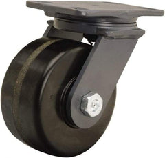 Hamilton - 6" Diam x 3" Wide x 7-3/4" OAH Top Plate Mount Swivel Caster - Phenolic, 2,200 Lb Capacity, Tapered Roller Bearing, 4-1/2 x 6-1/2" Plate - Makers Industrial Supply