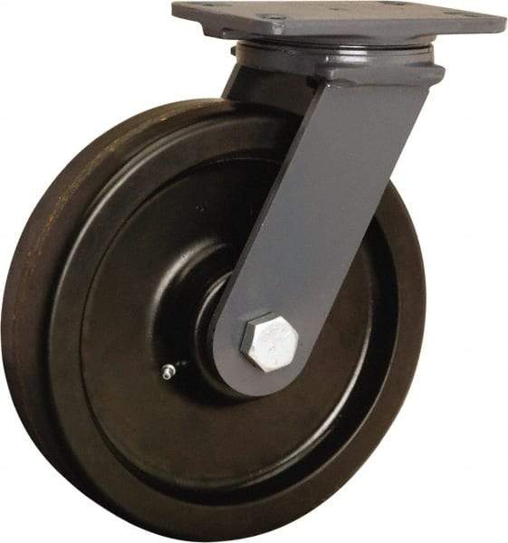 Hamilton - 10" Diam x 2-1/2" Wide x 12-1/16" OAH Top Plate Mount Swivel Caster - Phenolic, 2,400 Lb Capacity, Tapered Roller Bearing, 4-1/2 x 6-1/2" Plate - Makers Industrial Supply