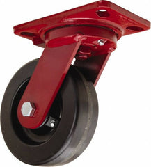 Hamilton - 6" Diam x 2" Wide x 7-3/4" OAH Top Plate Mount Swivel Caster - Phenolic, 1,200 Lb Capacity, Straight Roller Bearing, 4-1/2 x 6-1/2" Plate - Makers Industrial Supply