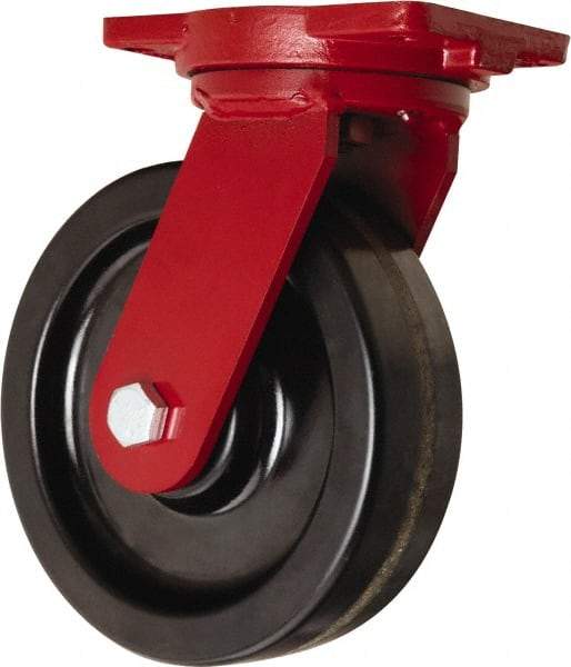 Hamilton - 10" Diam x 3" Wide x 12-1/2" OAH Top Plate Mount Swivel Caster - Phenolic, 2,900 Lb Capacity, Tapered Roller Bearing, 6-1/8 x 7-1/2" Plate - Makers Industrial Supply