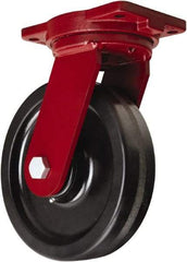 Hamilton - 10" Diam x 2-1/2" Wide x 12-1/2" OAH Top Plate Mount Swivel Caster - Phenolic, 2,500 Lb Capacity, Tapered Roller Bearing, 6-1/8 x 7-1/2" Plate - Makers Industrial Supply