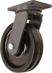 Hamilton - 10" Diam x 2-1/2" Wide x 12-1/2" OAH Top Plate Mount Swivel Caster - Phenolic, 2,500 Lb Capacity, Straight Roller Bearing, 5-1/4 x 7-1/4" Plate - Makers Industrial Supply