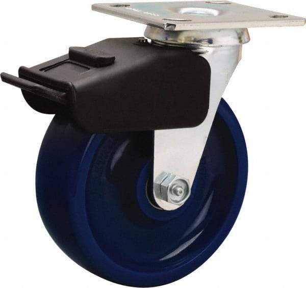 Hamilton - 6" Diam x 2" Wide x 7-1/2" OAH Top Plate Mount Swivel Caster - Polyurethane, 850 Lb Capacity, Precision Ball Bearing, 4 x 4-1/2" Plate - Makers Industrial Supply