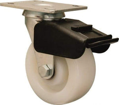 Hamilton - 5" Diam x 2" Wide x 6-1/2" OAH Top Plate Mount Swivel Caster with Brake - Nylon, 850 Lb Capacity, Precision Ball Bearing, 4 x 4-1/2" Plate - Makers Industrial Supply