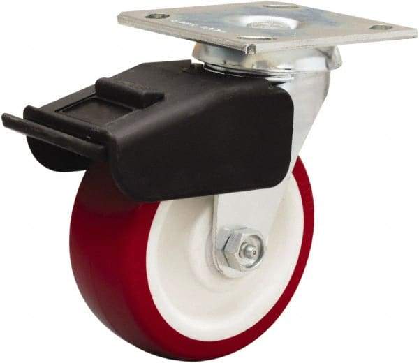 Hamilton - 5" Diam x 2" Wide x 6-1/2" OAH Top Plate Mount Swivel Caster - Polyurethane Mold on Polypropylene, 850 Lb Capacity, Straight Roller Bearing, 4 x 4-1/2" Plate - Makers Industrial Supply