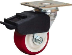 Hamilton - 4" Diam x 2" Wide x 5-5/8" OAH Top Plate Mount Swivel Caster - Polyurethane Mold on Polypropylene, 750 Lb Capacity, Straight Roller Bearing, 4 x 4-1/2" Plate - Makers Industrial Supply