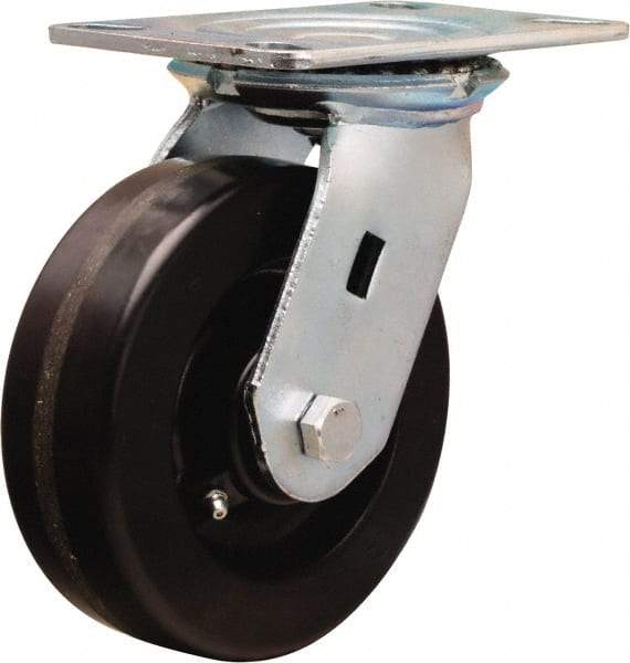 Hamilton - 6" Diam x 2" Wide x 7-1/2" OAH Top Plate Mount Swivel Caster - Phenolic, 1,200 Lb Capacity, Straight Roller Bearing, 4-1/2 x 6-1/4" Plate - Makers Industrial Supply