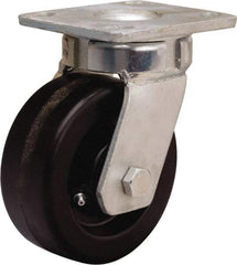 Hamilton - 5" Diam x 2" Wide x 7" OAH Top Plate Mount Swivel Caster - Phenolic, 1,000 Lb Capacity, Straight Roller Bearing, 4 x 4-1/2" Plate - Makers Industrial Supply