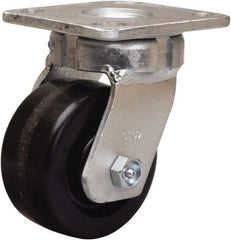 Hamilton - 4" Diam x 2" Wide x 5-5/8" OAH Top Plate Mount Swivel Caster - Phenolic, 800 Lb Capacity, Straight Roller Bearing, 4 x 4-1/2" Plate - Makers Industrial Supply