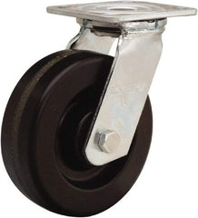 Hamilton - 6" Diam x 2" Wide x 7-1/2" OAH Top Plate Mount Swivel Caster - Phenolic, 900 Lb Capacity, Straight Roller Bearing, 4 x 4-1/2" Plate - Makers Industrial Supply