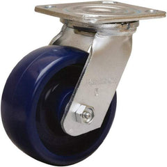 Hamilton - 5" Diam x 2" Wide x 6-1/2" OAH Top Plate Mount Swivel Caster - Polyurethane, 900 Lb Capacity, Sealed Precision Ball Bearing, 4 x 4-1/2" Plate - Makers Industrial Supply