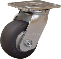 Hamilton - 4" Diam x 2" Wide x 5-5/8" OAH Top Plate Mount Swivel Caster - Rubber Mold on Polyolefin, 300 Lb Capacity, Straight Roller Bearing, 4 x 4-1/2" Plate - Makers Industrial Supply