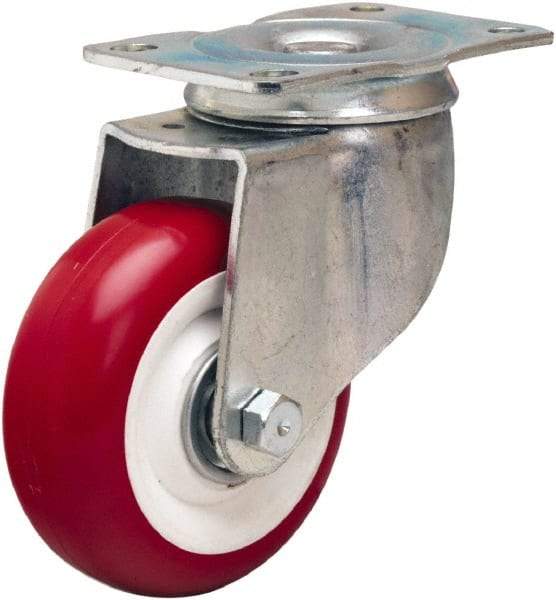 Hamilton - 3-1/2" Diam x 1-3/8" Wide x 4-13/16" OAH Top Plate Mount Swivel Caster - Polyurethane Mold on Polypropylene, 325 Lb Capacity, Sealed Precision Ball Bearing, 2-1/2 x 3-3/4" Plate - Makers Industrial Supply