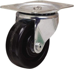 Hamilton - 4" Diam x 1-1/2" Wide x 5" OAH Top Plate Mount Swivel Caster - Phenolic, 375 Lb Capacity, Straight Roller Bearing, 4 x 5-1/8" Plate - Makers Industrial Supply