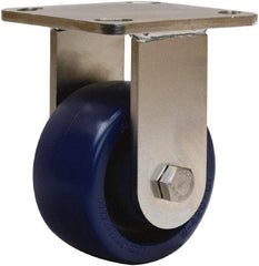 Hamilton - 4" Diam x 2" Wide x 5-5/8" OAH Top Plate Mount Rigid Caster - Polyurethane, 750 Lb Capacity, Stainless Steel Double Shielded Precision Ball Bearing, 4 x 4-1/2" Plate - Makers Industrial Supply