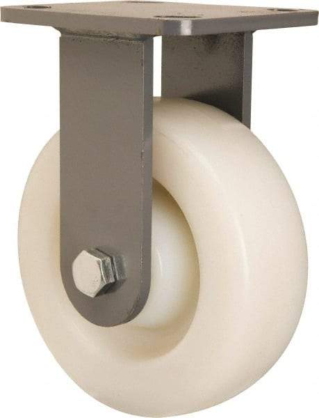 Hamilton - 6" Diam x 2" Wide x 7-1/2" OAH Top Plate Mount Rigid Caster - Nylon, Sealed Precision Ball Bearing, 4 x 4-1/2" Plate - Makers Industrial Supply