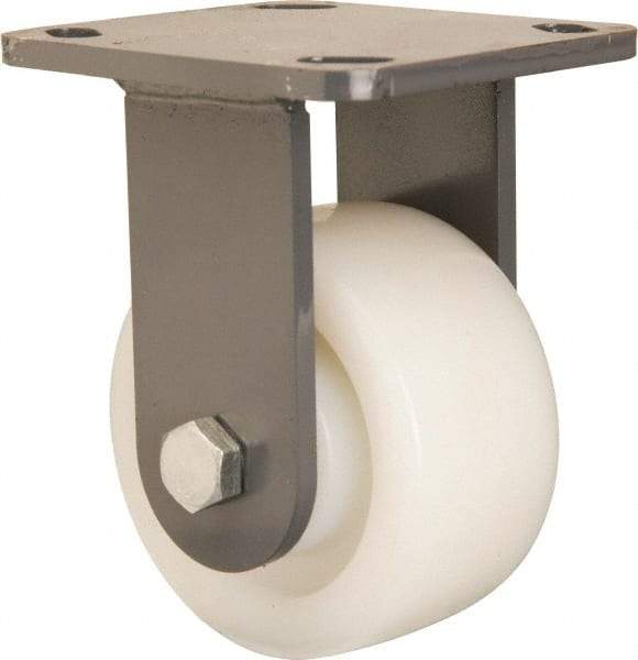 Hamilton - 4" Diam x 2" Wide x 5-5/8" OAH Top Plate Mount Rigid Caster - Nylon, Sealed Precision Ball Bearing, 4 x 4-1/2" Plate - Makers Industrial Supply