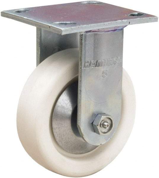 Hamilton - 5" Diam x 1-1/2" Wide x 6-1/2" OAH Top Plate Mount Rigid Caster - Polyolefin, 400 Lb Capacity, Delrin Bearing, 4 x 4-1/2" Plate - Makers Industrial Supply