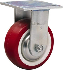 Hamilton - 5" Diam x 2" Wide x 6-1/2" OAH Top Plate Mount Rigid Caster - Polyurethane Mold on Polypropylene, 900 Lb Capacity, Straight Roller Bearing, 4 x 4-1/2" Plate - Makers Industrial Supply