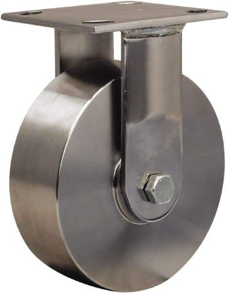 Hamilton - 6" Diam x 2" Wide x 7-1/2" OAH Top Plate Mount Rigid Caster - Forged Steel, 800 Lb Capacity, Plain Bore Bearing, 3-3/4 x 4-1/2" Plate - Makers Industrial Supply