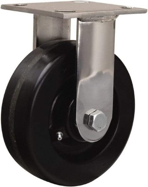 Hamilton - 6" Diam x 2" Wide x 7-1/2" OAH Top Plate Mount Rigid Caster - Phenolic, 800 Lb Capacity, Delrin Bearing, 3-3/4 x 4-1/2" Plate - Makers Industrial Supply