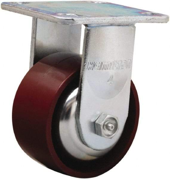 Hamilton - 4" Diam x 2" Wide x 5-5/8" OAH Top Plate Mount Rigid Caster - Cast Iron, 900 Lb Capacity, Sealed Precision Ball Bearing, 4 x 4-1/2" Plate - Makers Industrial Supply