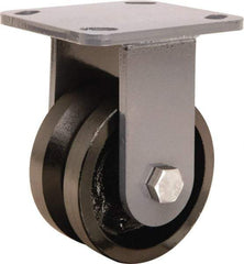 Hamilton - 4" Diam x 2" Wide, Iron Rigid Caster - 800 Lb Capacity, Top Plate Mount, 4" x 4-1/2" Plate, Straight Roller Bearing - Makers Industrial Supply