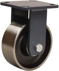 Hamilton - 5" Diam x 2" Wide x 6-1/2" OAH Top Plate Mount Rigid Caster - Forged Steel, 1,500 Lb Capacity, Tapered Roller Bearing, 4 x 4-1/2" Plate - Makers Industrial Supply