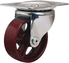 Hamilton - 4" Diam x 1-1/2" Wide x 5" OAH Top Plate Mount Swivel Caster - Cast Iron, 375 Lb Capacity, Plain Bore Bearing, 4 x 5-1/8" Plate - Makers Industrial Supply