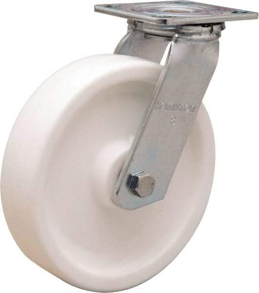 Hamilton - 8" Diam x 2" Wide x 9-1/2" OAH Top Plate Mount Swivel Caster - Polyolefin, 900 Lb Capacity, Delrin Bearing, 4 x 4-1/2" Plate - Makers Industrial Supply