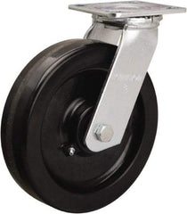 Hamilton - 8" Diam x 2" Wide x 9-1/2" OAH Top Plate Mount Swivel Caster - Phenolic, 900 Lb Capacity, Straight Roller Bearing, 4 x 4-1/2" Plate - Makers Industrial Supply