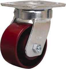 Hamilton - 4" Diam x 2" Wide x 5-5/8" OAH Top Plate Mount Swivel Caster - Cast Iron, 1,000 Lb Capacity, Sealed Precision Ball Bearing, 4 x 4-1/2" Plate - Makers Industrial Supply