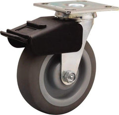 Hamilton - 6" Diam x 2" Wide x 7-1/2" OAH Top Plate Mount Swivel Caster - Rubber Mold on Polyolefin, 410 Lb Capacity, Straight Roller Bearing, 4 x 4-1/2" Plate - Makers Industrial Supply