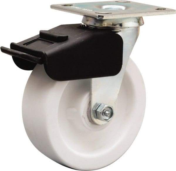 Hamilton - 6" Diam x 2" Wide x 7-1/2" OAH Top Plate Mount Swivel Caster - Polyolefin, 750 Lb Capacity, Delrin Bearing, 4 x 4-1/2" Plate - Makers Industrial Supply