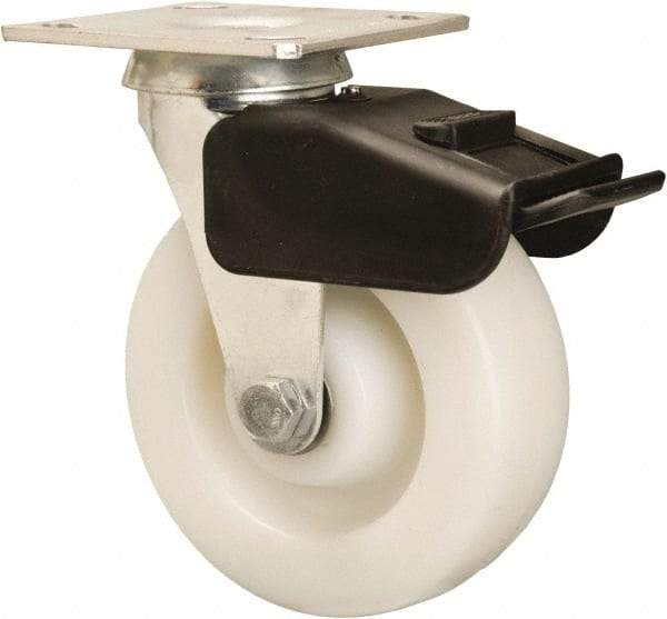 Hamilton - 6" Diam x 2" Wide x 7-1/2" OAH Top Plate Mount Swivel Caster - Nylon, 850 Lb Capacity, Precision Ball Bearing, 4 x 4-1/2" Plate - Makers Industrial Supply