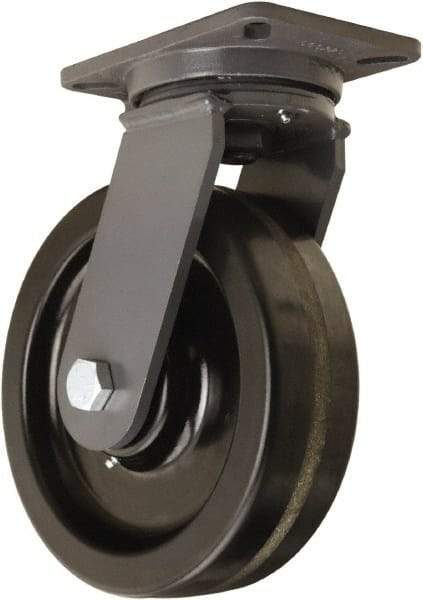 Hamilton - 10" Diam x 3" Wide x 12-1/2" OAH Top Plate Mount Swivel Caster - Phenolic, 2,900 Lb Capacity, Tapered Roller Bearing, 5-1/4 x 7-1/4" Plate - Makers Industrial Supply