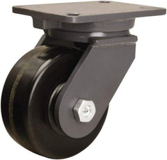 Hamilton - 6" Diam x 2-1/2" Wide x 8" OAH Top Plate Mount Swivel Caster - Phenolic, 1,800 Lb Capacity, Straight Roller Bearing, 5-1/4 x 7-1/4" Plate - Makers Industrial Supply