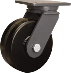 Hamilton - 8" Diam x 3" Wide x 10-1/2" OAH Top Plate Mount Swivel Caster - Phenolic, 3,000 Lb Capacity, Tapered Roller Bearing, 5-1/4 x 7-1/4" Plate - Makers Industrial Supply