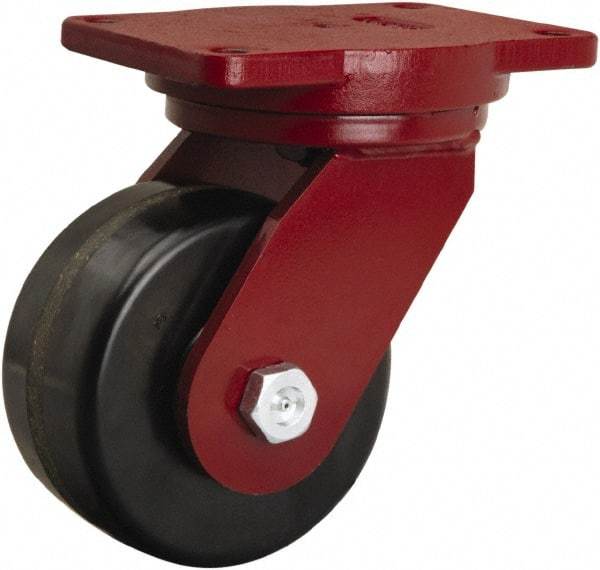 Hamilton - 6" Diam x 3" Wide x 8-1/2" OAH Top Plate Mount Swivel Caster - Phenolic, 2,000 Lb Capacity, Tapered Roller Bearing, 6-1/8 x 7-1/2" Plate - Makers Industrial Supply